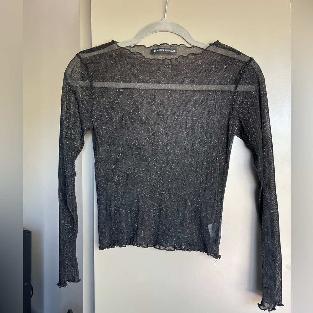 Brandy Melville sheer sparkle long sleeve top
